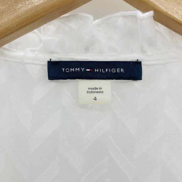 Tommy Hilfiger Womens Size 4 Ruffled Smocked Fit & Flare Dress in White $129 - Picture 5 of 7